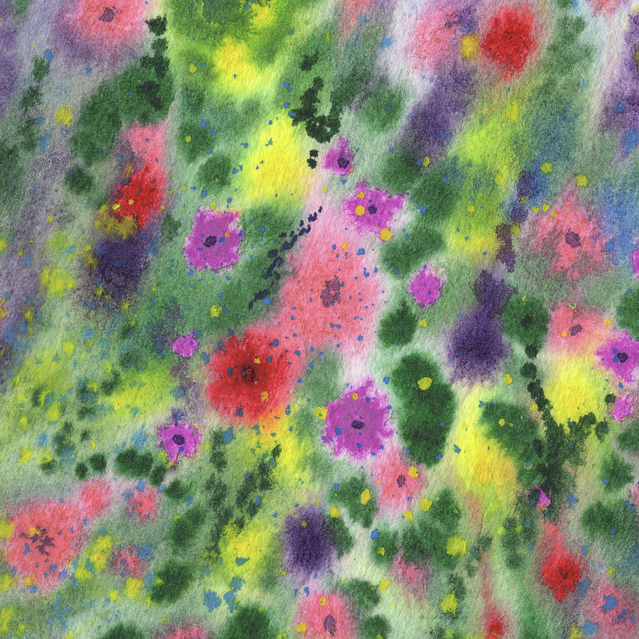 Pattern With Watercolor Abstract Flowers    Painting by Irina Sztukowski