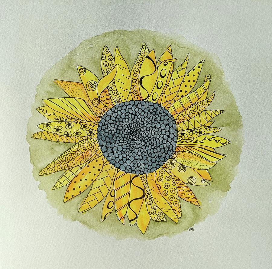 Patterned sunflower Mixed Media by Lisa Mutch