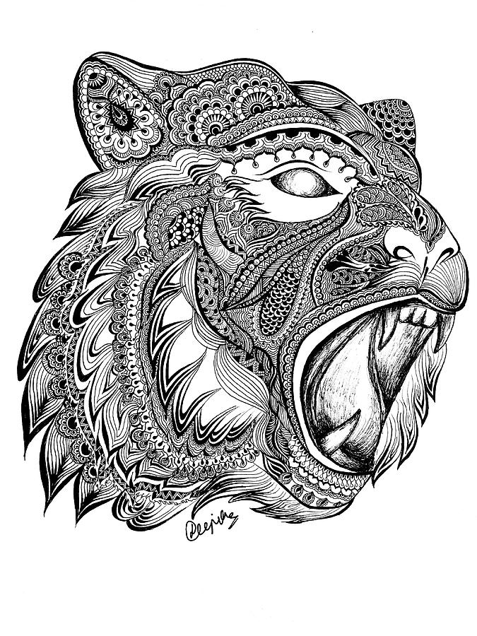 tiger face drawing Stock Illustration | Adobe Stock