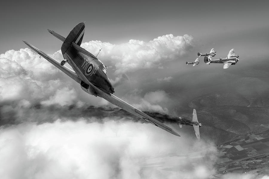 Pattle Hurricane air combat BW version Photograph by Gary Eason