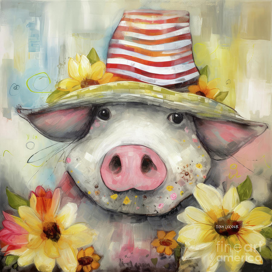 Patty Piglet Painting by Tina LeCour
