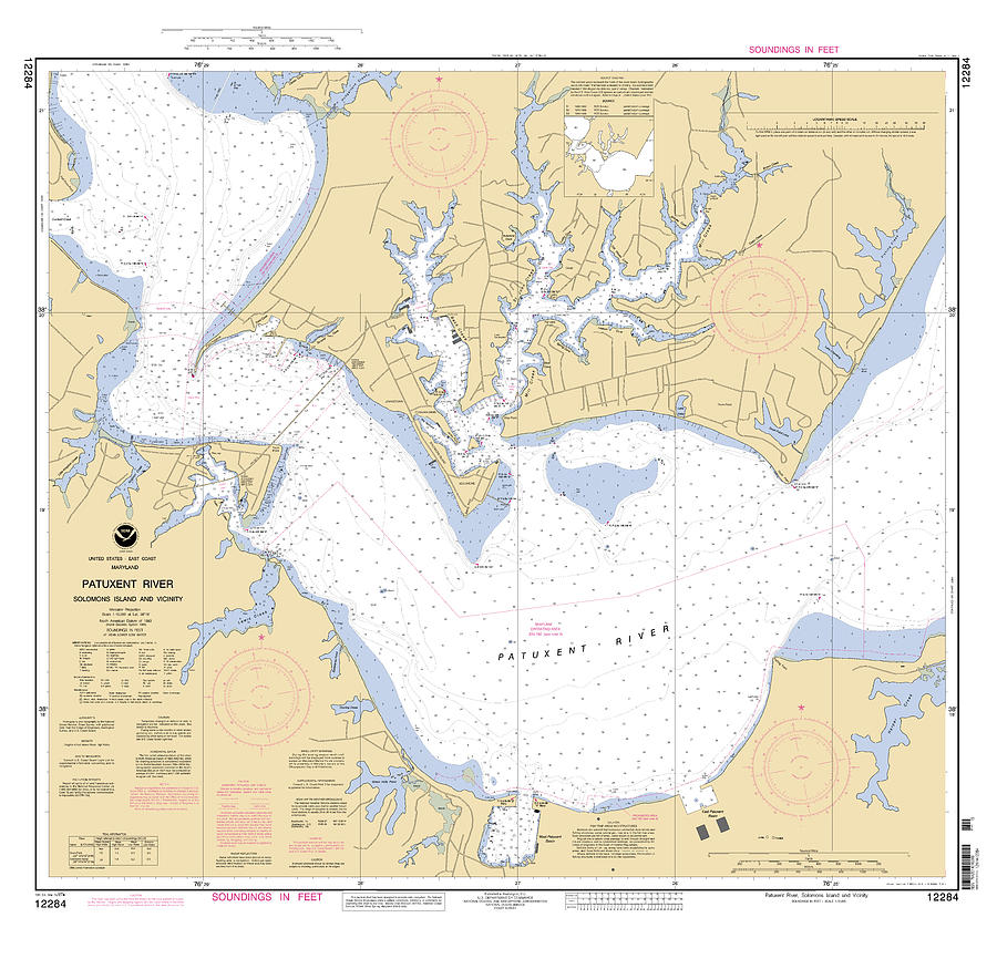 Patuxent River Solomons Island and Vicinity, NOAA Chart 12284 Digital Art by Nautical Chartworks