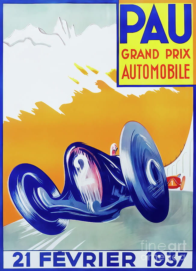 Pau 1937 Grande Prix Drawing by M G Whittingham