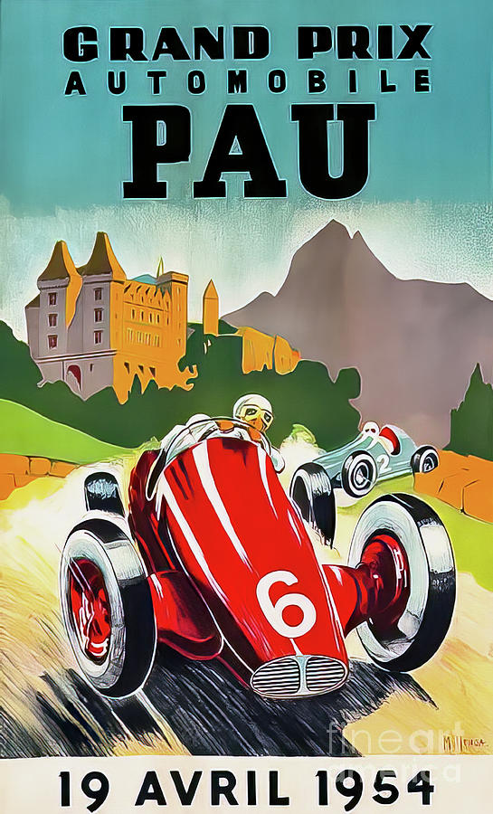 Pau 1954 Grand Prix Drawing by M G Whittingham