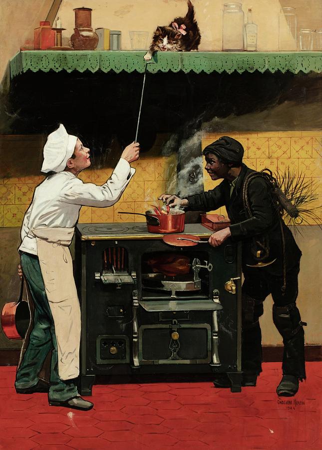 Nature Painting - Paul Chocarne-Moreau Dijon 1855 - 1930 Neuilly-sur-Seine The chimney sweeper and the cook, poster pr by Arpina Shop