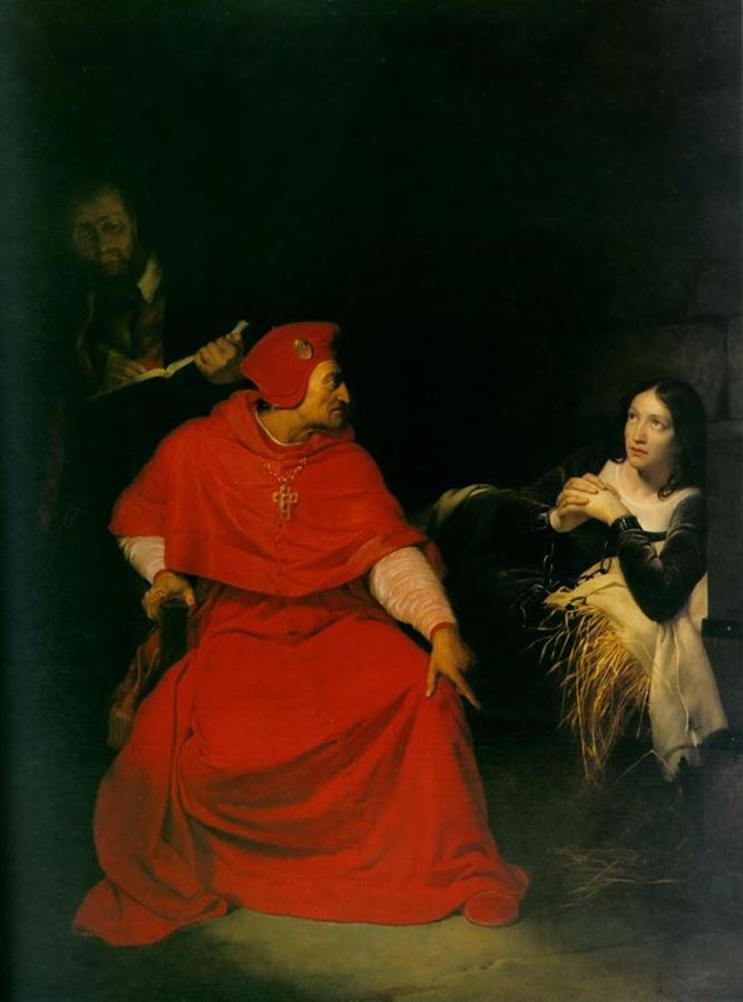 Paul Delaroche - Joan of Arc is interrogated by The Cardinal of Winchester in her prison Painting by Les Classics
