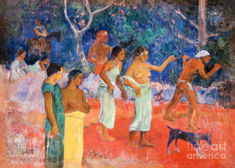 Paul Gauguin - Scene from Tahitian life Painting by Alexandra Arts