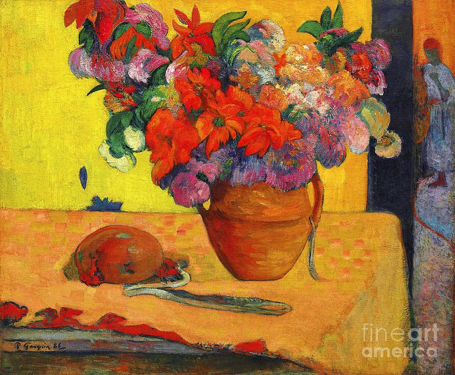 Paul Gauguin -  Vase with flowers Painting by Alexandra Arts
