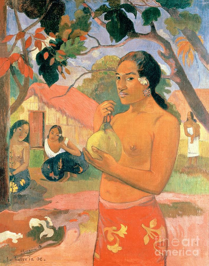 Paul Gauguin - Woman Holding a Fruit Painting by Alexandra Arts