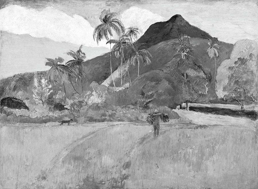 Paul Gauguins Tahitian Landscape BW Photograph by Bob Pardue