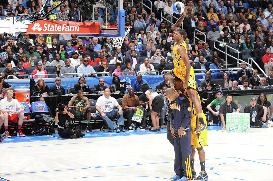Paul George, Dahntay Jones, and Roy Hibbert Photograph by Andrew D. Bernstein Paul George, Dahntay Jones, and Roy Hibbert Photograph by Andrew D. Bernstein