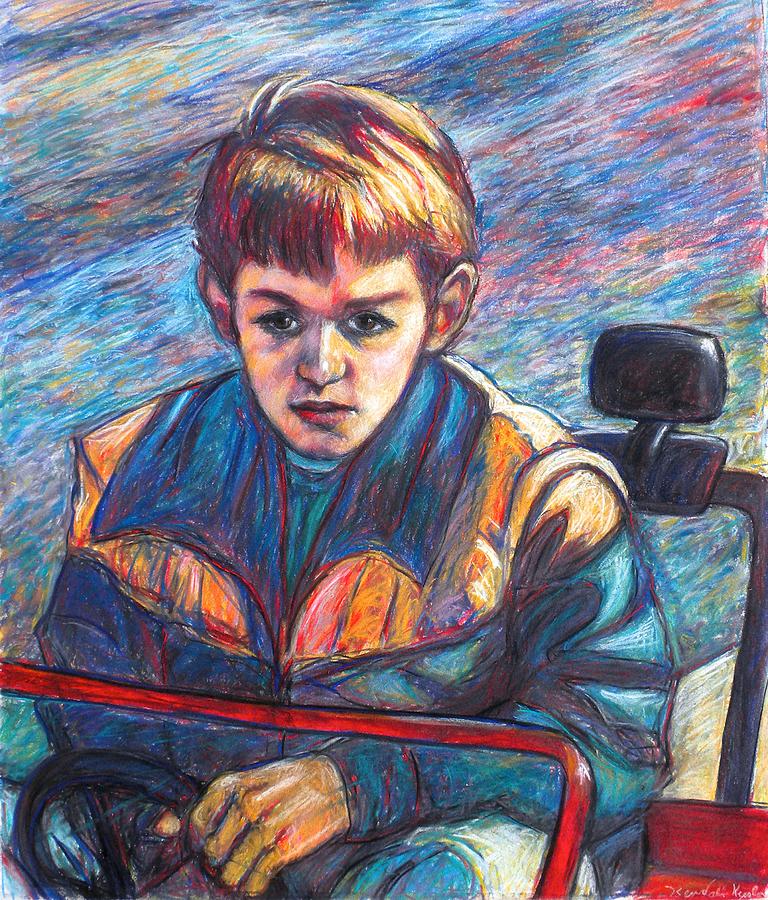 Paul in Alans Jeep Painting by Kendall Kessler