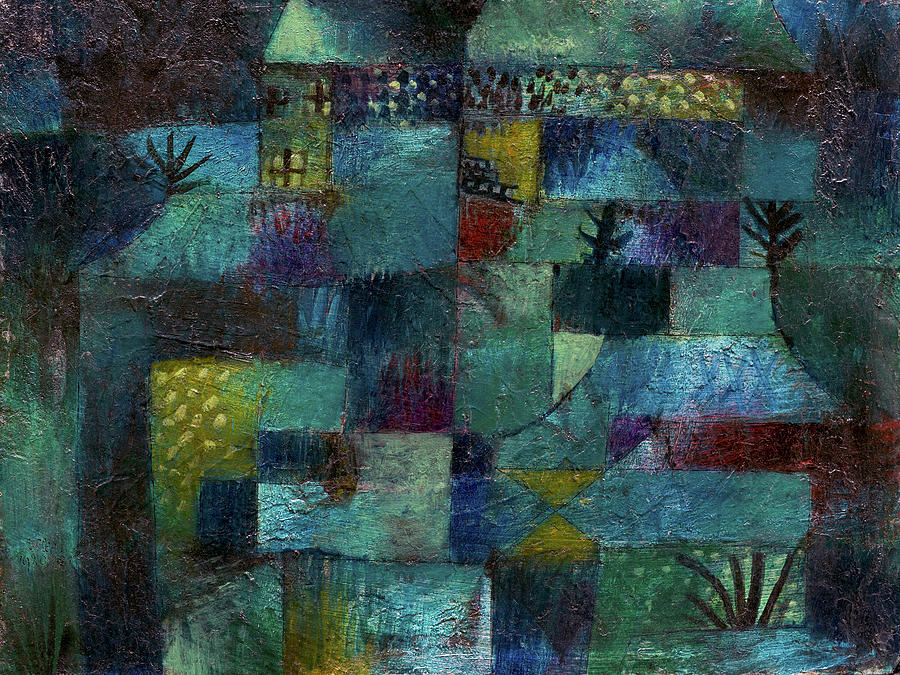 Paul Klee Tribute Abstract Hand Painted Litho Reproduction 3 Painting by Tony Rubino