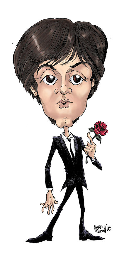 Paul McCartney in color Drawing by Mike Scott