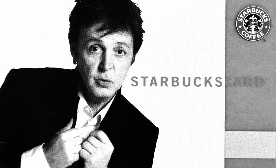 Paul McCartney Starbucks card 2007 BW Photograph by David Lee Thompson