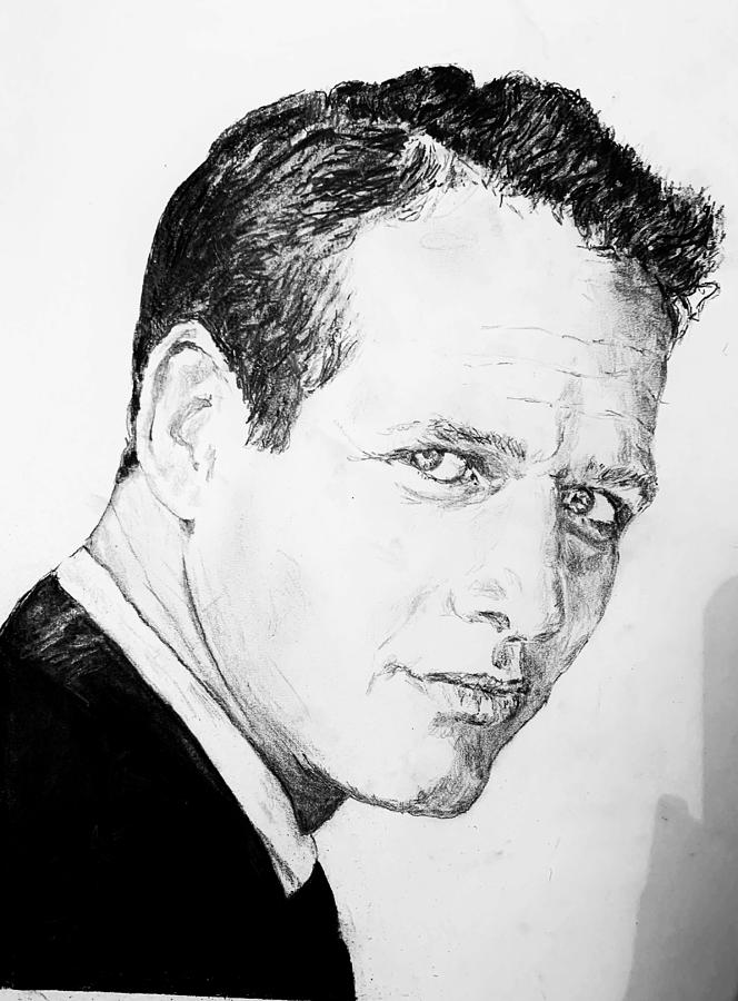 Paul Newman, the Hustler Drawing by Karen Needle