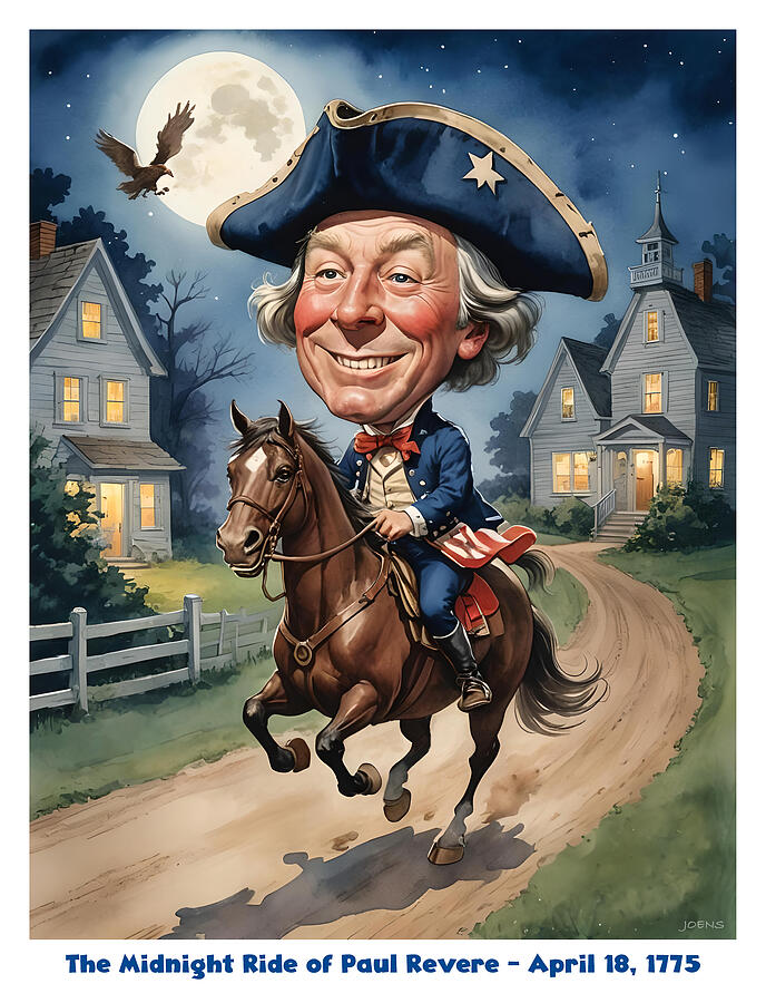 Caricature Digital Art - Paul Revere midnight ride by Greg Joens Caricature Digital Art - Paul Revere midnight ride by Greg Joens