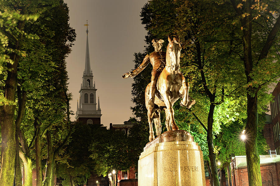 Paul Revere Monument And Old North Church - Boston Massachusetts Photograph by Gregory Ballos
