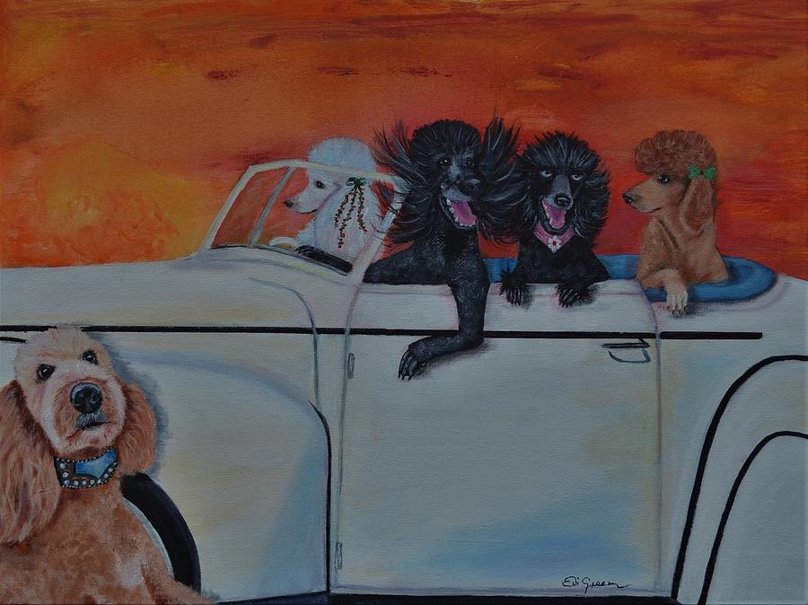 Pawty at Ollies Beach Painting by Evi Green
