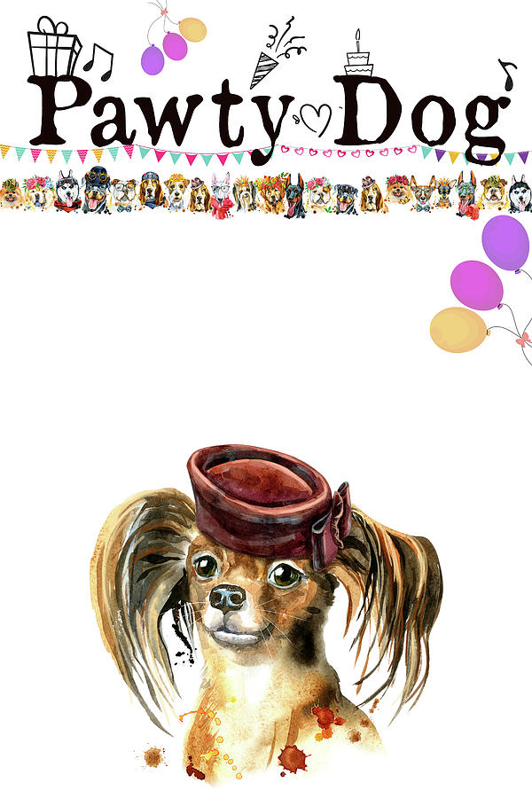 Abstract Painting - Pawty Dog Lets Pawty No 30 by Celestial Images