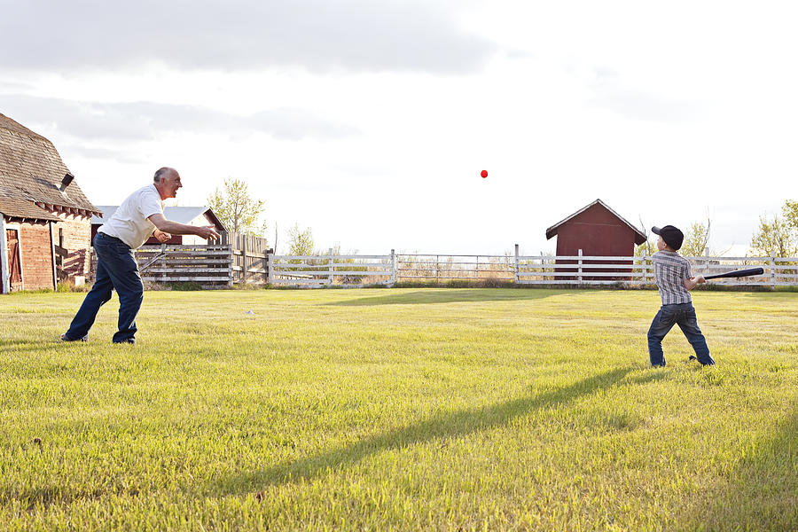 Paying baseball with Grandpa Photograph by Ambre Haller