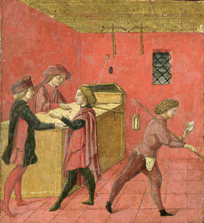 Payment of Salaries to the Night Watchmen in the Camera del Comune of Siena Painting by Anonymous