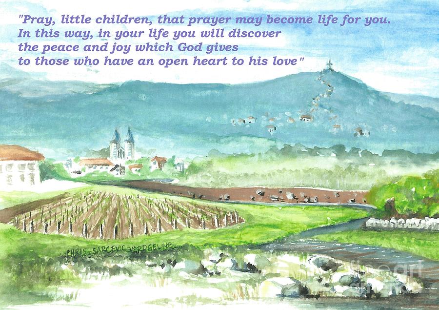 Peace and Love - Medjugorje quote Painting by Christina Verdgeline