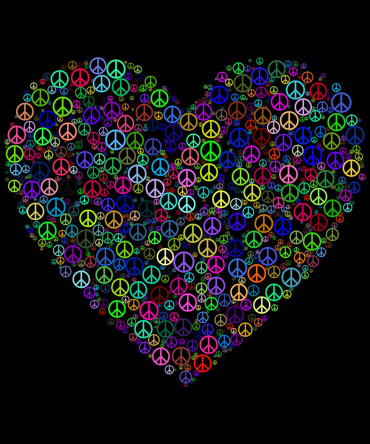 Peace And Love Peace Sign Heart Digital Art by Flippin Sweet Gear