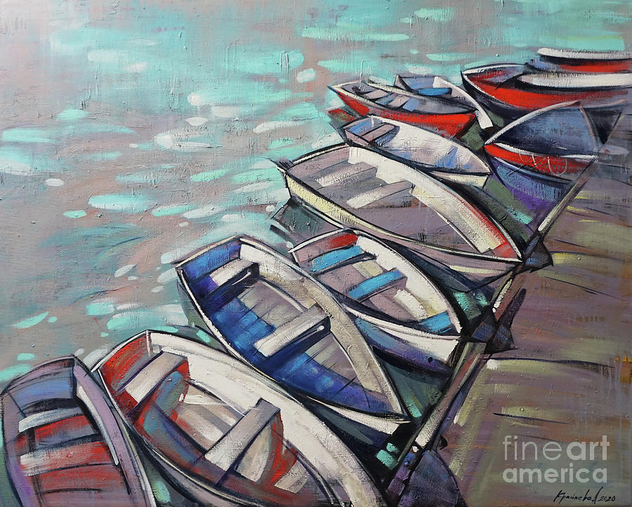 Boat Painting - Peace and quiet by Anastasija Kraineva