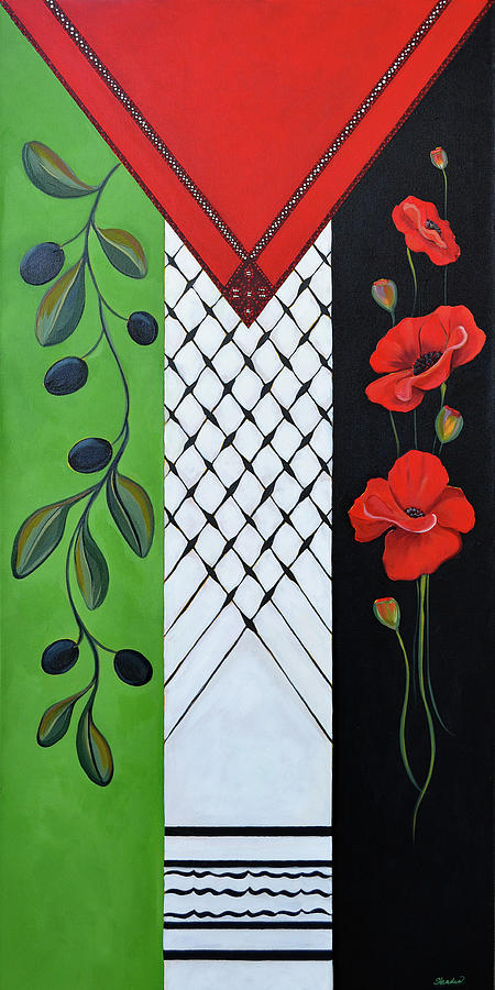 Poppy Painting - Peace for Palestine by Shadia Derbyshire