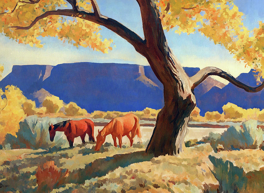 Horse Painting - Maynard Dixon - Peace in October by Jon Baran