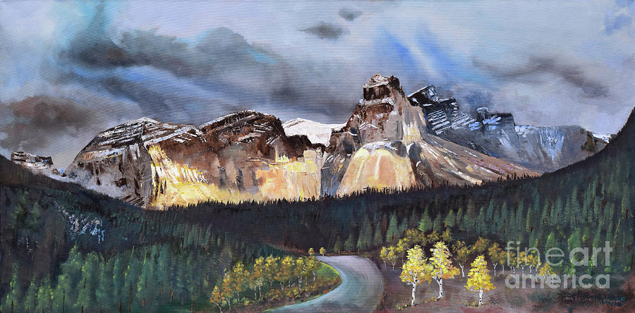 Peace in the Storm - Canadian Rockies - Alberta Painting by Jan Dappen
