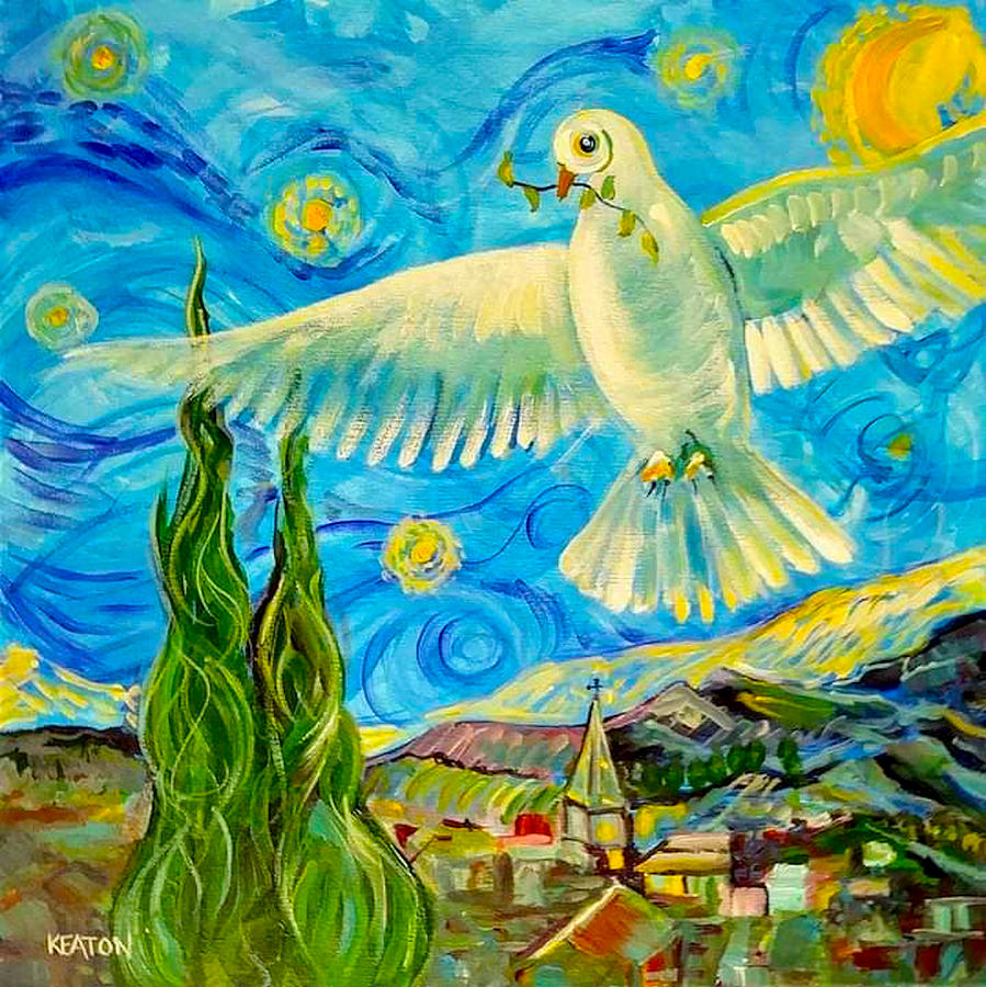Dove Painting - Peace In The Village by John Keaton