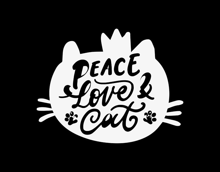 Peace Love Cat Digital Art by Sambel Pedes