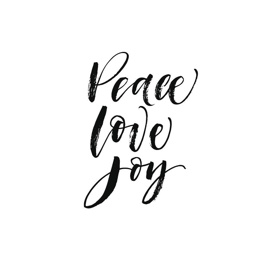 Peace, love, joy postcard. Drawing by Asya_mix