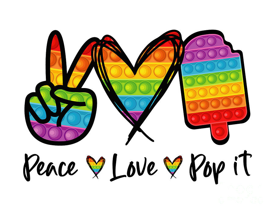 Christmas Drawing - Peace Love Pop It Shirt, Rainbow Push Fidget Ice-Cream Poppin Heart, Rainbow Pop It Shirt, TikTok by Mounir Khalfouf