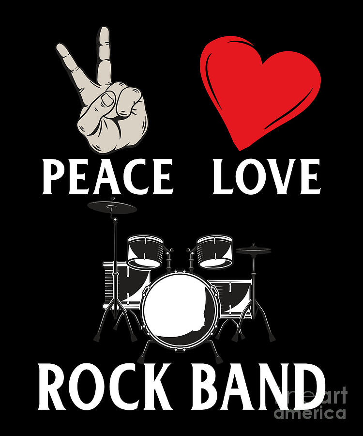 Peace Love Rock Band Music Instrument Digital Art by TenShirt - Fine ...