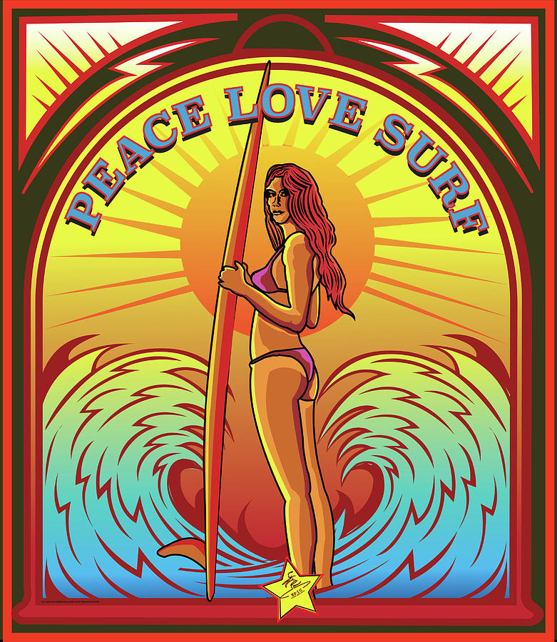 Peace Love Surf Digital Art