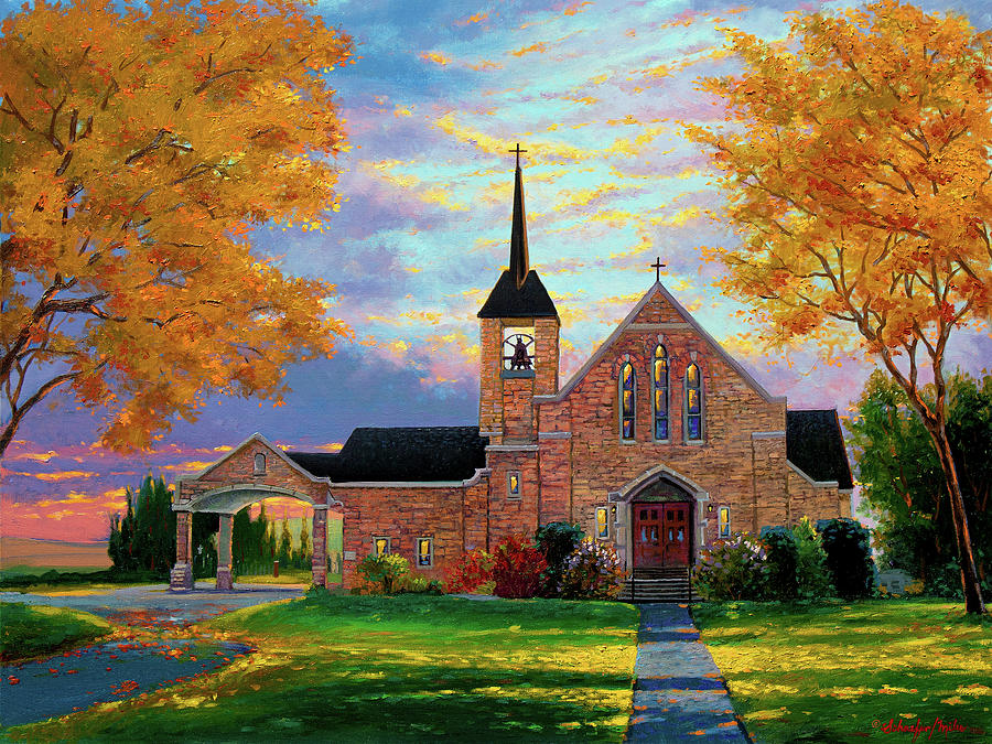 Peace Lutheran of Pigeon Falls Wisconsin Painting by Kevin Wendy Schaefer Miles