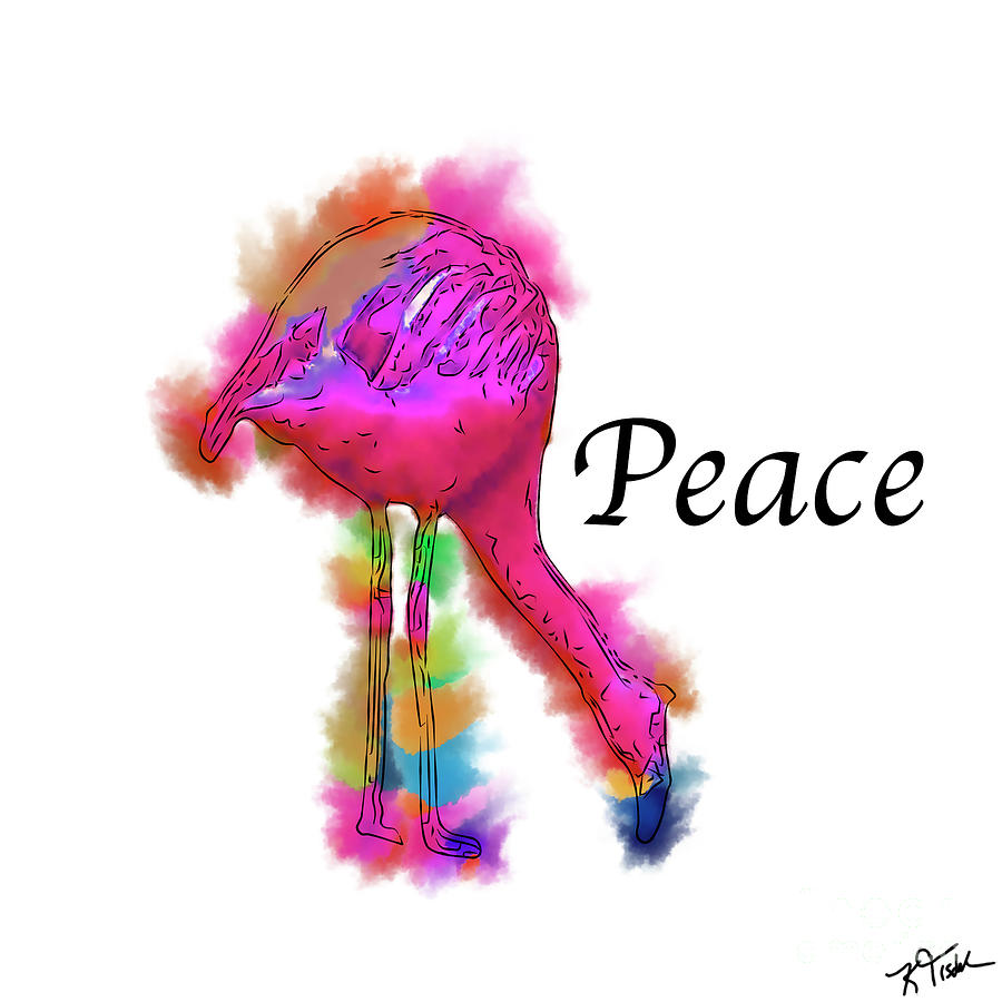 Peace - Neck To The Ground Abstract Flamingo Digital Art by Kirt Tisdale