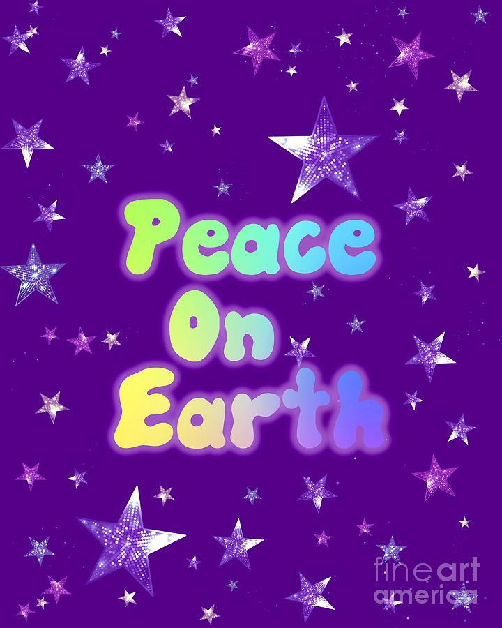 Peace On Earth Purple Version Digital Art by Rachel Hannah