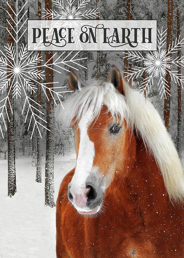 Peace on Earth Winter Horse in the Woods Digital Art by Doreen Erhardt