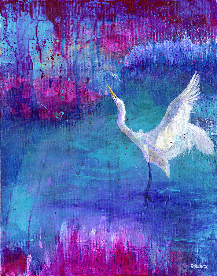 Egret Painting - Peace Rising by Robin Black
