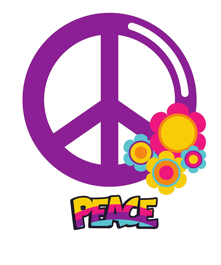 Peace sign Flowers Poster hippie Painting by Harrison Brown - Pixels