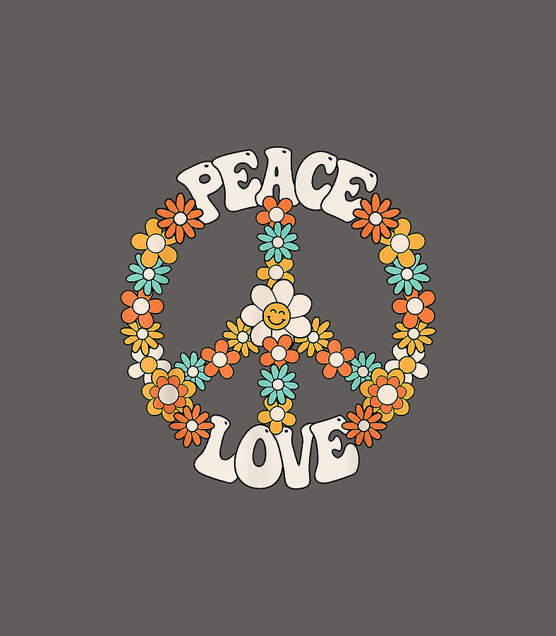 Peace Sign Love 60S 70S Costume Groovy Hippie Theme Party Digital Art ...