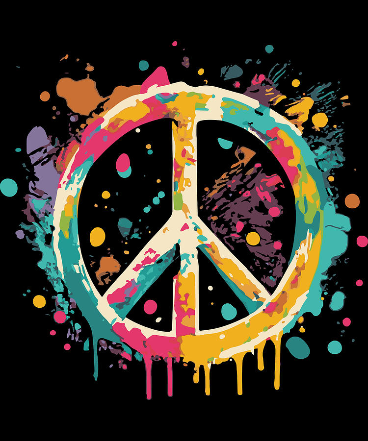 Peace Sign Paint Splatter Graffiti Digital Art by Flippin Sweet Gear