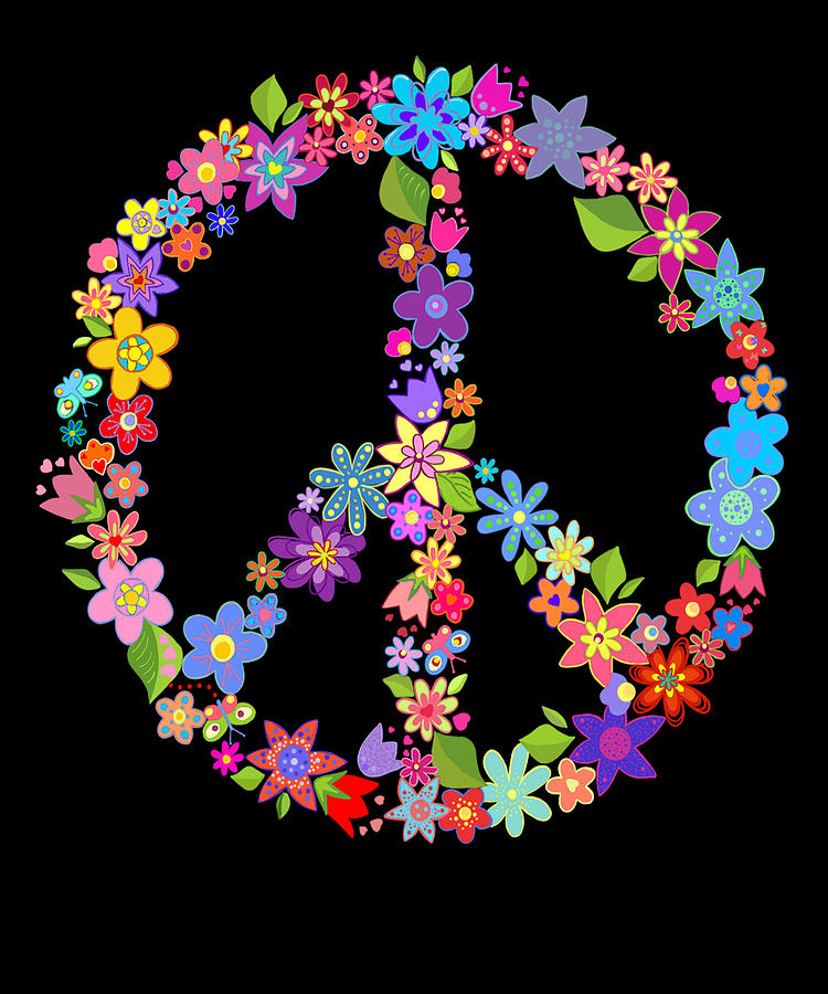 Peace Symbol Flower Power Colorful Design Digital Art by Swigalicious ...