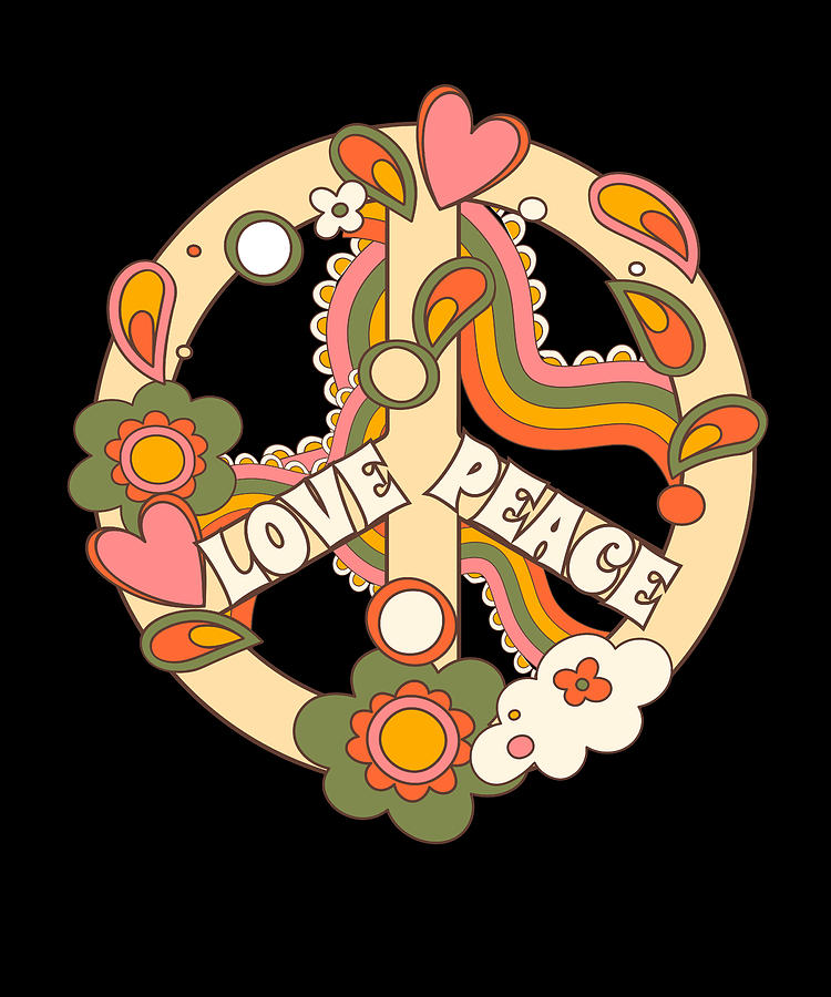 Peace Symbol I Hippie Life I Hippie Movement I Love Peace Digital Art ...