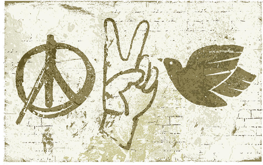 Peace Symbols Graffiti Wall Drawing by Shanina