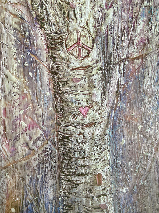 Encaustic Mixed Media - Peace Tree by Jenny Learner